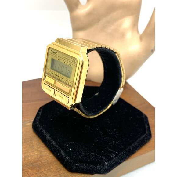 Casio Men's Watch A120WE Quartz Retro Digital Gold Stainless Steel 33mm - Picture 2 of 13